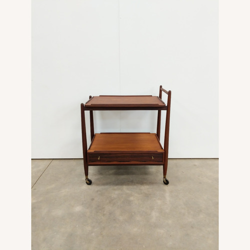 Used Vintage Mid Century Teak Trolley Bar Cart for sale on AptDeco