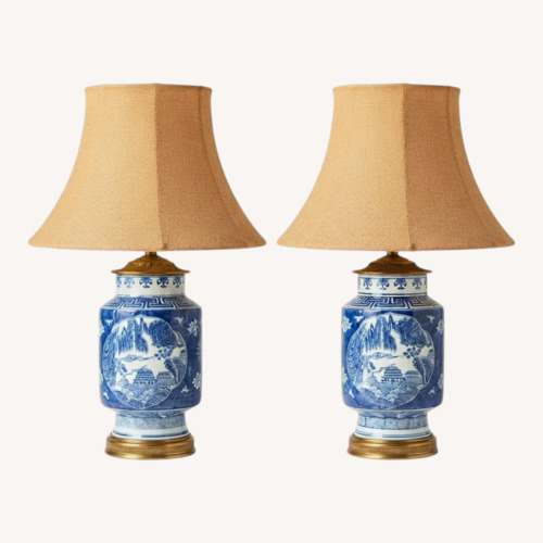 Used Vintage/Antique Finds Blue Porcelain Table Lamp for sale on AptDeco