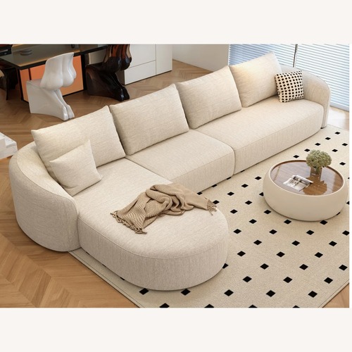 Used White Fabric 2 Piece Sectional for sale on AptDeco