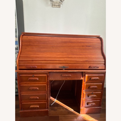 Used Vintage/Antique Finds Light Brown Wood Desk for sale on AptDeco