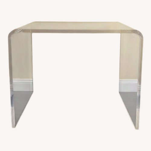 Used Clear Modern Custom Acrylic Waterfall Desk for sale on AptDeco