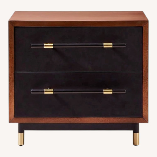 Used CB2 Oberlin 24" Vegan Leather and Wood 2-Drawer Nightstand for sale on AptDeco