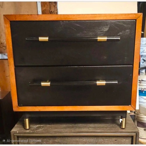 Used CB2 Oberlin 24" Vegan Leather and Wood 2-Drawer Nightstand for sale on AptDeco