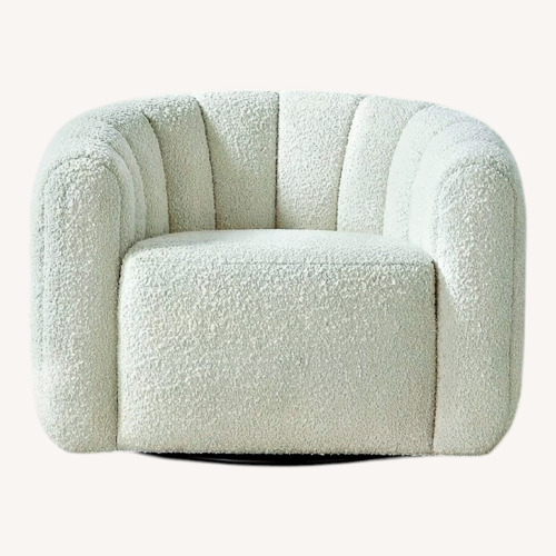 Used CB2 Fitz Channeled White Boucle Swivel Chair for sale on AptDeco