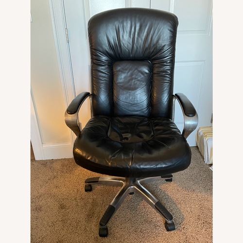Used Office Depot Black Leather Executive Office Chair for sale on AptDeco