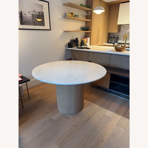 Used West Elm Ellington White Marble 48” Dining Table for sale on AptDeco