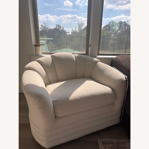 Used Vintage/Antique Finds White Fabric Accent Chair for sale on AptDeco