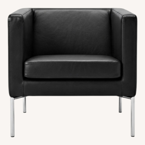 Used IKEA KLAPPSTA Black Leather Accent Chair for sale on AptDeco