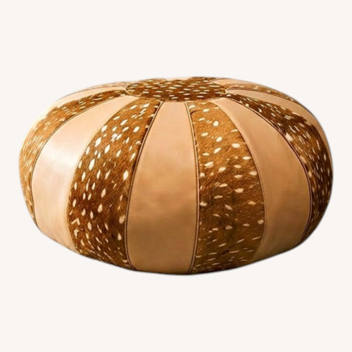 Used Treasures of Morocco Light Brown Leather Ottoman for sale on AptDeco