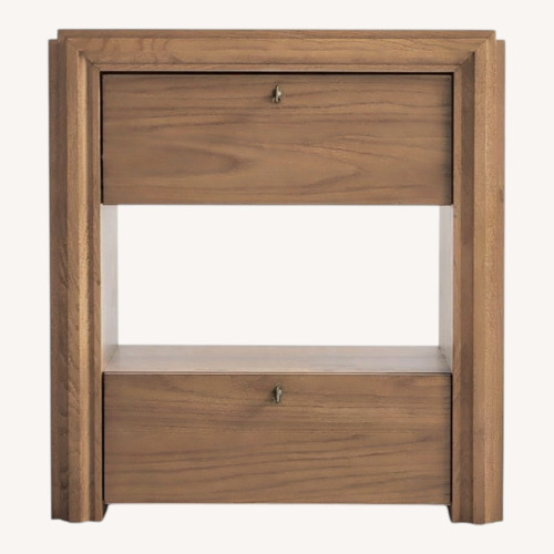 Used Crate & Barrel Travertine & Oak Nightstands  for sale on AptDeco