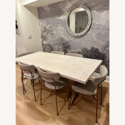Used West Elm Avery 74" Wishbone Dining Table, Winter Wood, Antique Brass for sale on AptDeco