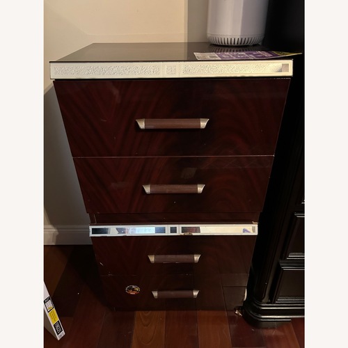 Used Set of 2 Glossy Mahogany Drawer Nightstands for sale on AptDeco