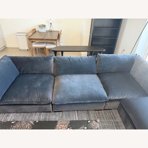 Used CB2 Deseo Blue Velvet 3+ Piece Sectional for sale on AptDeco