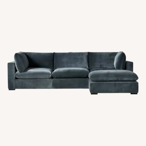 Used CB2 Deseo Blue Velvet 3+ Piece Sectional for sale on AptDeco