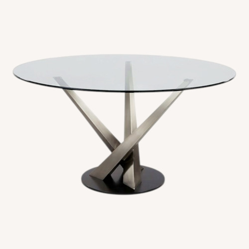 Used Elite Modern Transparent Glass Dining Table for sale on AptDeco