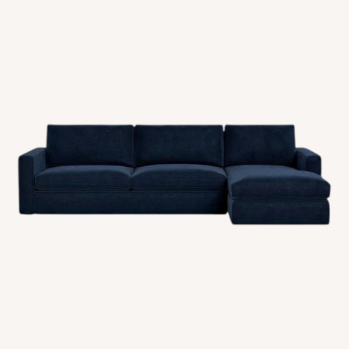 Used Interior Define James Blue Velvet Sectional for sale on AptDeco