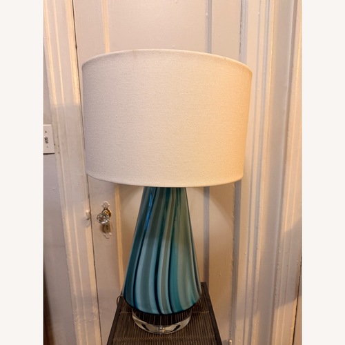 Used Uttermost Pescara Blue Glass Table Lamp for sale on AptDeco