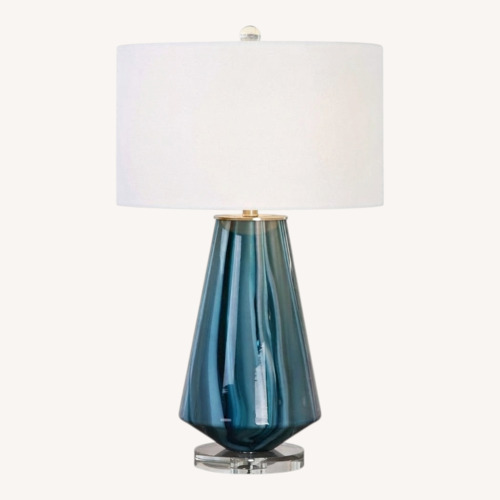 Used Uttermost Pescara Blue Glass Table Lamp for sale on AptDeco