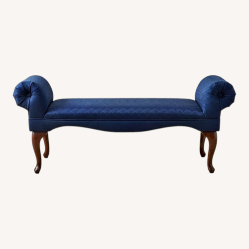 Used Vintage Hollywood Regency Scroll-Arm Walnut Bench for sale on AptDeco