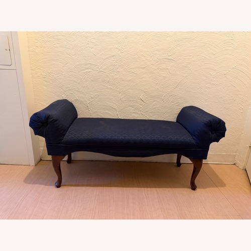 Used Vintage Hollywood Regency Scroll-Arm Walnut Bench for sale on AptDeco
