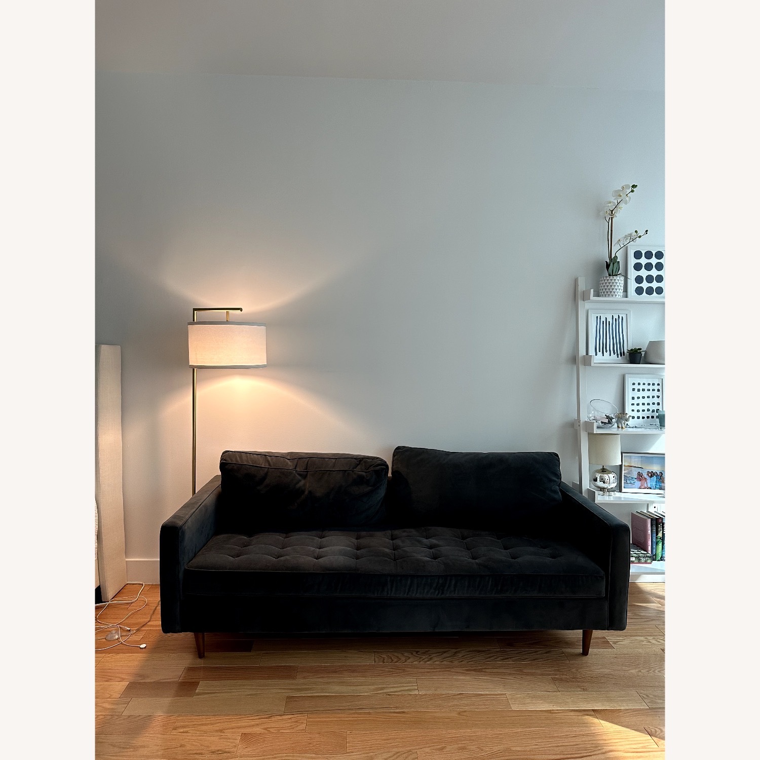 West Elm Monroe 80" Mid-Century Sofa in Dark Grey Navy - image-1