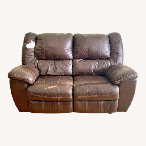 Used Marlo Furniture  Dark Brown Leather Loveseat for sale on AptDeco