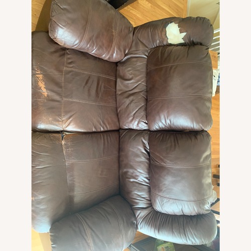 Used Marlo Furniture  Dark Brown Leather Loveseat for sale on AptDeco