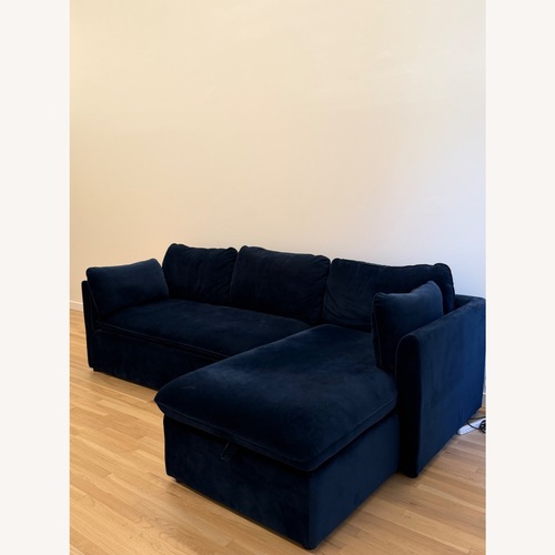 Used Article Navy Velvet Sleeper and Storage Sofa for sale on AptDeco