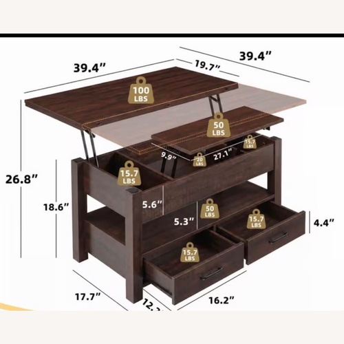 Used Wayfair Dark Brown Wood Coffee Table for sale on AptDeco