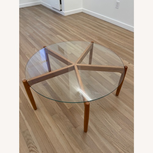 Used Joybird Glass and Wood (Oak) Coffee Table for sale on AptDeco