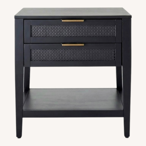 Used East Bluff Wicker & Wood Side Table With 2 Drawers for sale on AptDeco