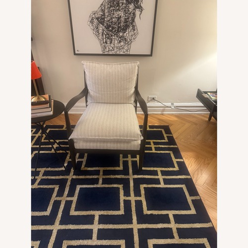 Used Wood Frame Pillow Top Accent Chair Cream for sale on AptDeco