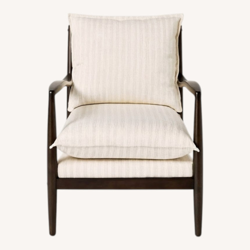 Used Wood Frame Pillow Top Accent Chair Cream for sale on AptDeco