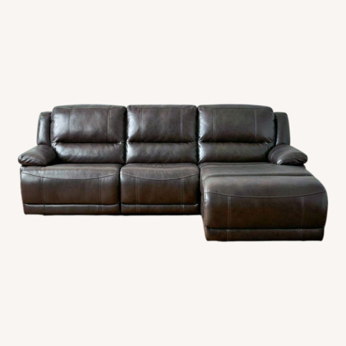 Used Dark Brown Leather 2 Piece Sectional for sale on AptDeco