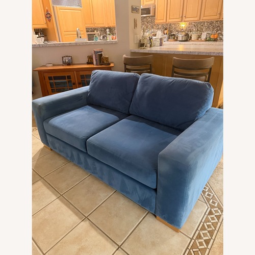 Used Blue Velvet 2 Seater Sofa and Loveseat for sale on AptDeco
