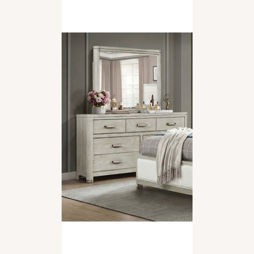 Used Light Gray Wood Wall Mirror for sale on AptDeco