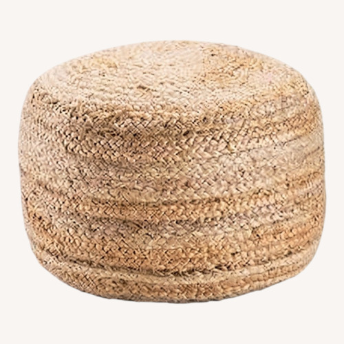 Used Pottery Barn Round Hand Braided Jute Pouf for sale on AptDeco