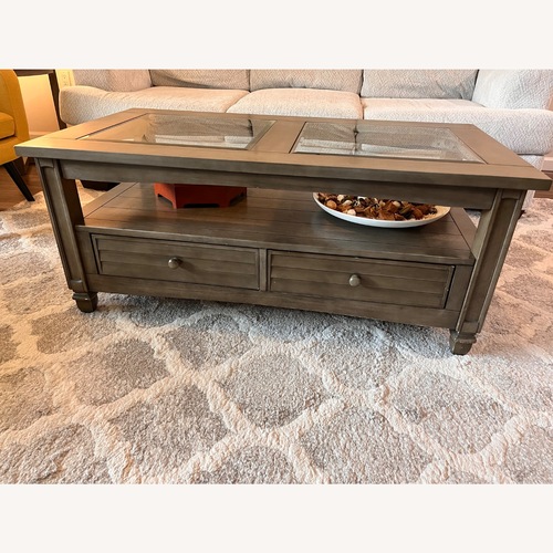 Used Kane's Furniture Dark Brown Wood Coffee Table for sale on AptDeco
