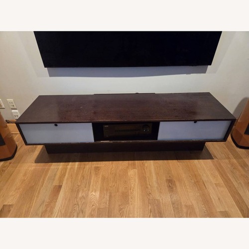 Used Dark Brown Wood Media Storage for sale on AptDeco