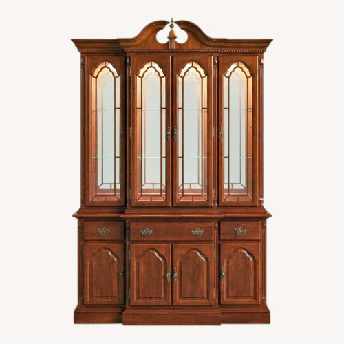 Used Ethan Allen Georgian Lighted Cabinet Cherry Wood for sale on AptDeco