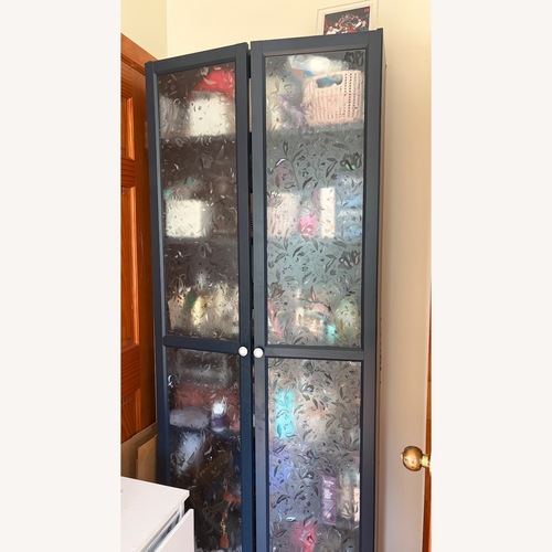 Used BILLY BILLY Bookcase With Glass Doors, Dark Blue, for sale on AptDeco