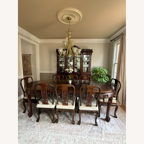 Used Solid Chinese Rosewood Dining Table and 8 Chairs for sale on AptDeco