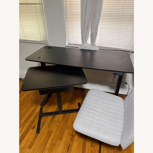 Used Standing Desk & Grey Chair Office Bundle  for sale on AptDeco