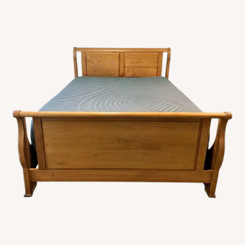 Used Brown Queen Size Sleigh Bed Frame + Queen Size Bed for sale on AptDeco