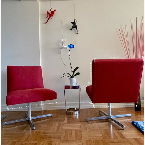 Used ABC Carpet & Home Red Swivel Slipper Chair for sale on AptDeco