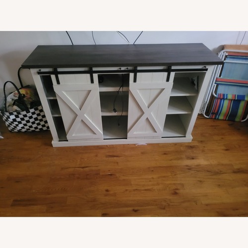 Used White and Blue TV Stand for sale on AptDeco