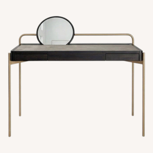 Used Taupe suede make-up table for sale on AptDeco