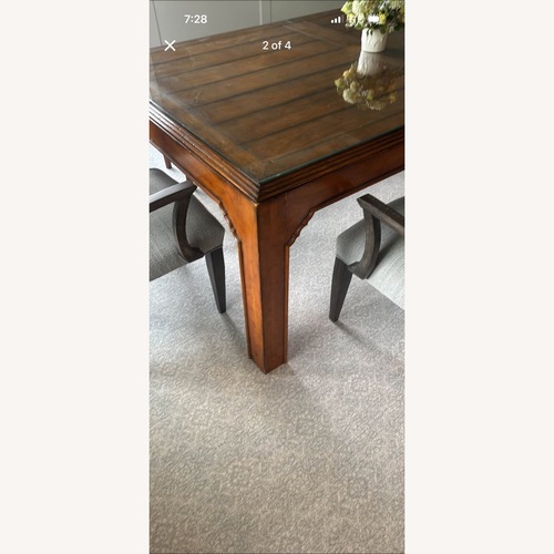 Used Henredon Dining Table With Glass Top  for sale on AptDeco