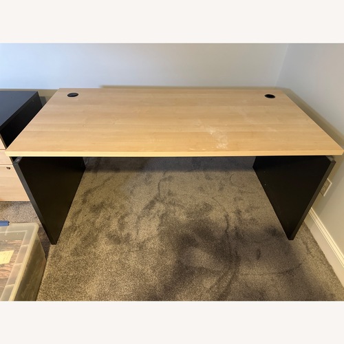 Used Costco Light Brown Wood Desk for sale on AptDeco