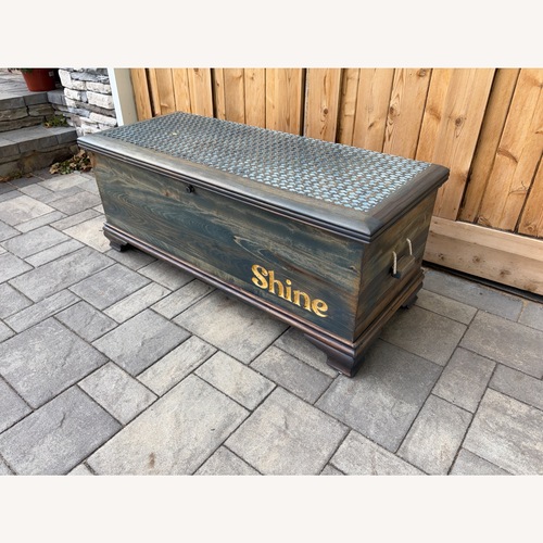 Used Vintage/Antique Blue Wood Chest for sale on AptDeco